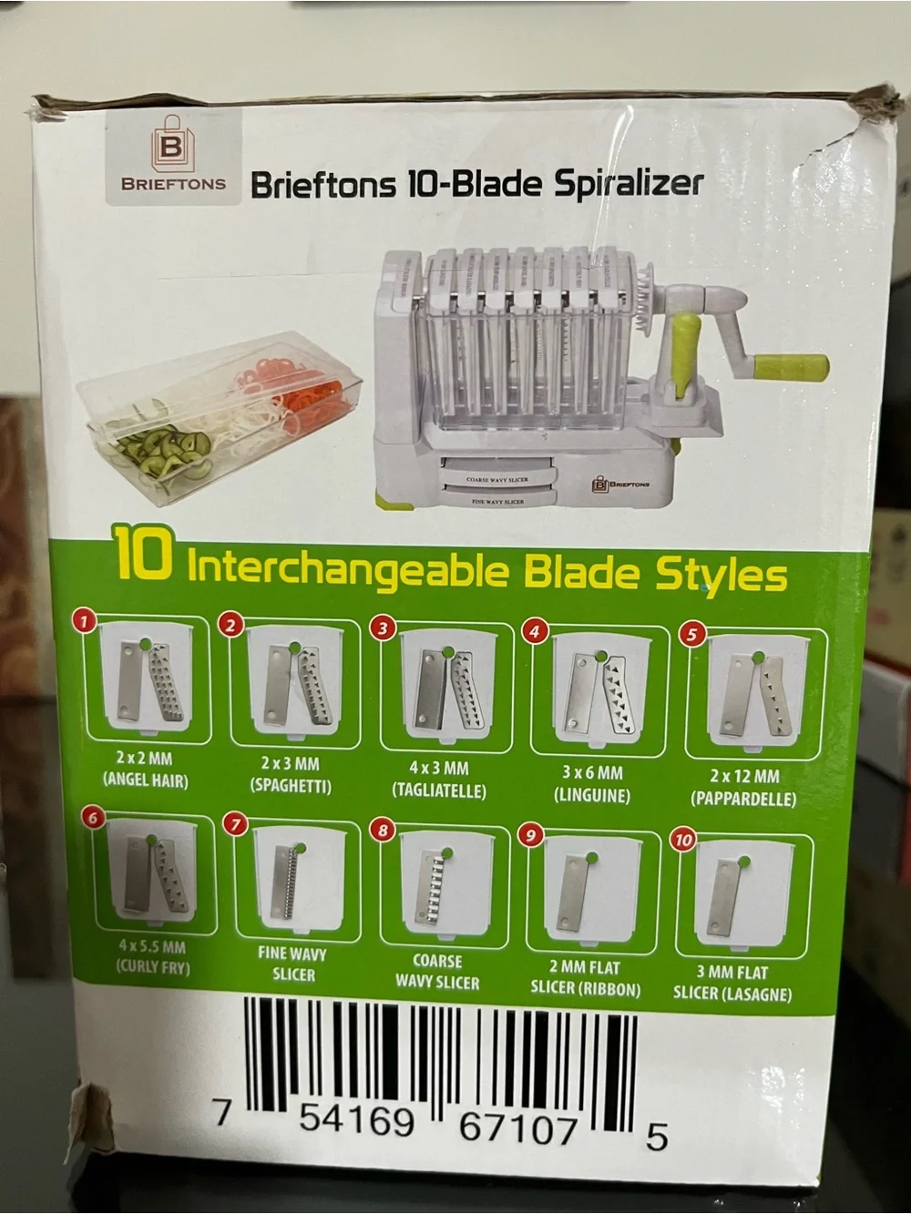 10-Blade Spiralizer - White with Lime Green Accents open box